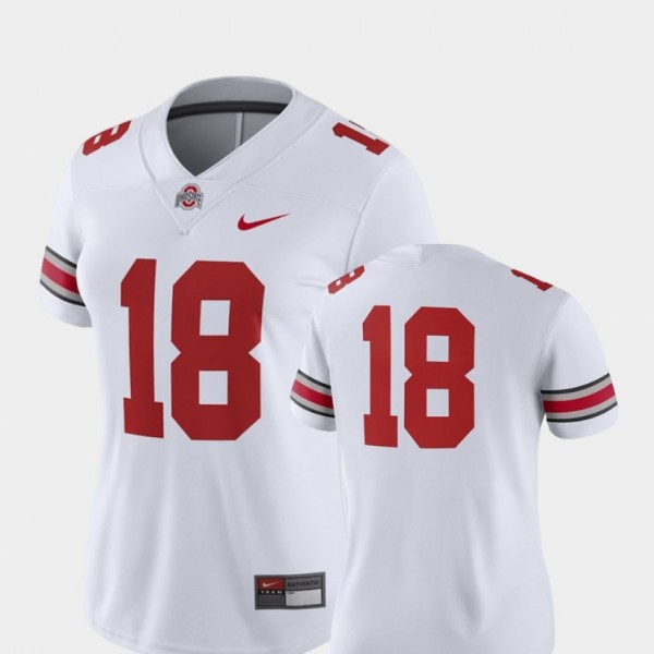 Ohio State Buckeyes #18 College Football Women's 2018 Game Jersey - White - Click Image to Close